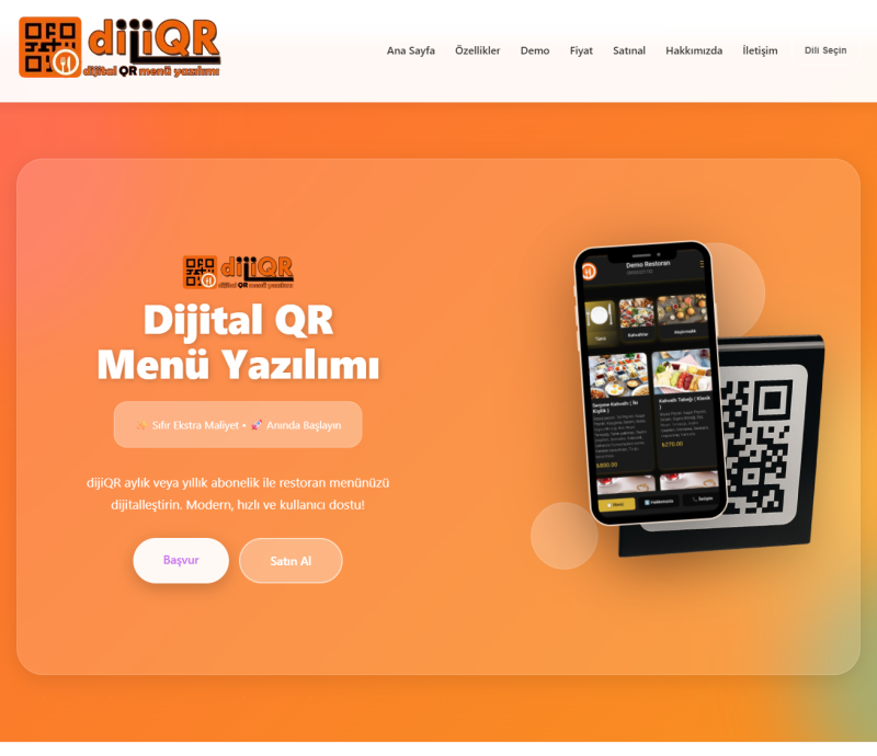 Dijital QR Menü Yazılımı